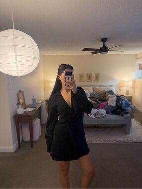 ZARA Classic Black Long Sleeve Shirt Dress